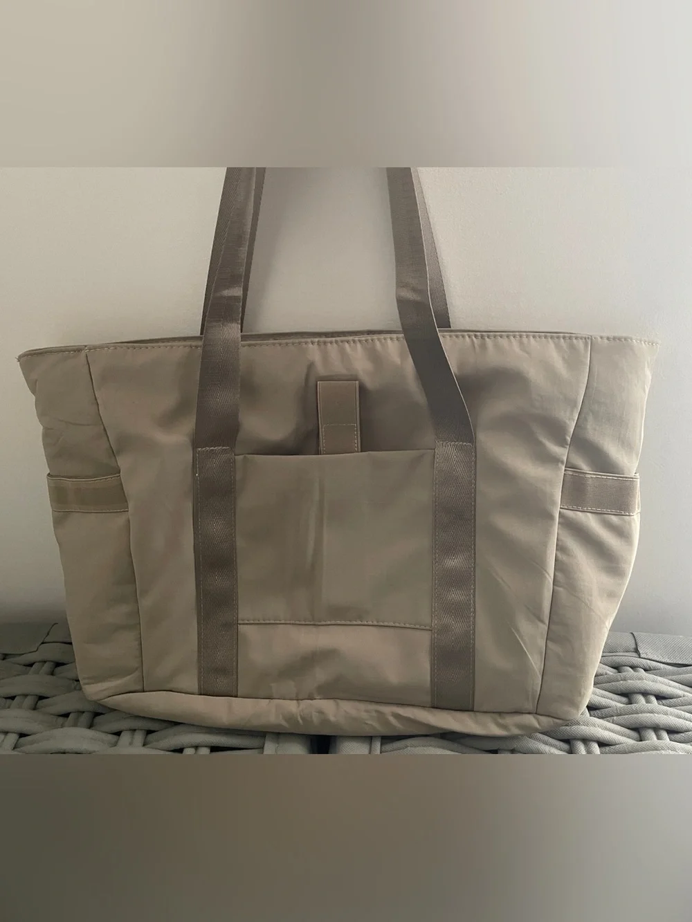 Beige Puffy Gym Yoga Tote Bag